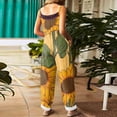 thumbnail image 4 of JULMCOMO Cotton Linen Jumpsuits for Women Floral Print Tie Strap Baggy Summer Outfits Scoop Neck Vacation Comfy Casual Jumpsuits Saffron L, 4 of 7