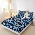 thumbnail image 3 of Erosebridal Black Blue Full Size Sheets for Girls, Butterfly Bow-Tie Bed Sheets, 1 Flat Sheet, 1 Fitted Sheet and 2 Pillowcases, 3 of 5