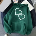 thumbnail image 3 of LEBONYARD Womens Tops Long Sleeve Plus Size,Womens Tops Womens Plus Size Clearance $5 Summer Saving,Women's Comfortable Sweater Heart Pattern Printed Women's Hooded Pocket Drawstring Sweater Green M, 3 of 4