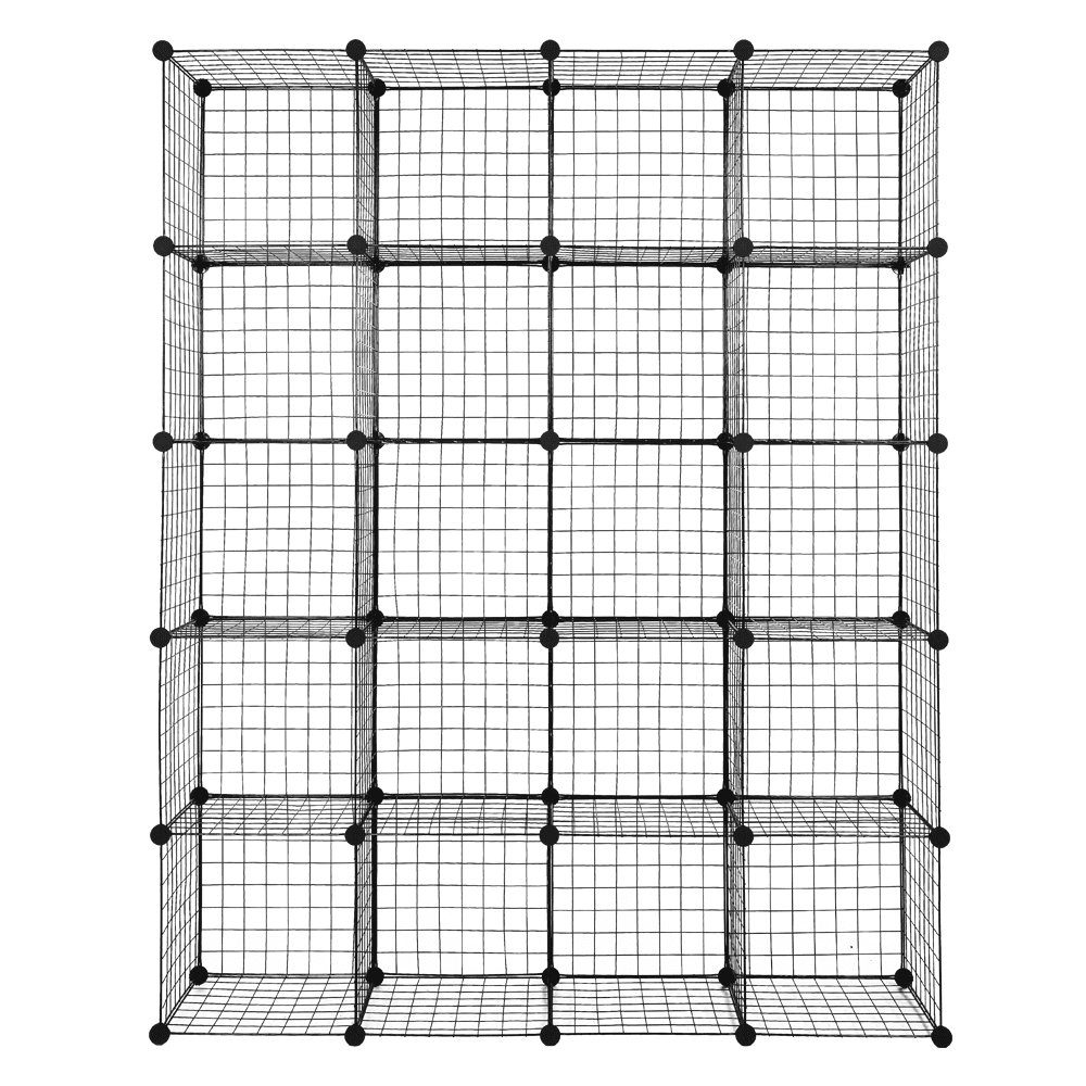 Tcbosik 20 Cubes Metal Modular Bookcase, Stackable Grid Storage Shelves, 47"L x 14"W x 70"H, Black