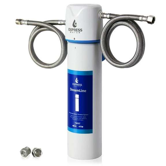 Express Water StreamLine USC001 Under Sink Water Filter System, Reduces PFAS, PFOA/PFOS, Lead, Chlorine, Under Counter Water Filter Direct Connect to Kitchen Faucet NSF/ANSI 42, 53, 372, 401 Certified