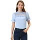 thumbnail image 1 of INSPIRE CHIC Blusa informal de verano con manga abullonada y cuello levantado con panel de encaje en la parte superior de gasa para mujer Azul claro S, 1 of 5