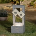 thumbnail image 4 of LuxenHome Cascading Gray Resin Rectangular Outdoor Fountain with Lights, 4 of 8