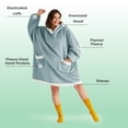 thumbnail image 2 of Cozy Comfort Standard Size Giant Pocket Warm & Comfortable Wearable Blanket Hoodie, Sherpa Fleece Hooded Blanket for Adult, Light Green, 2 of 6