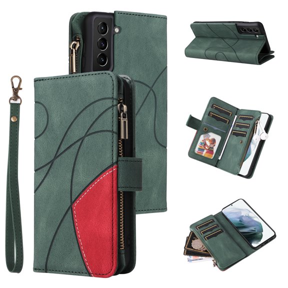 Flip Case for Samsung Galaxy S21 Plus 5G, PU Leather 2 Color Assorted Kickstand Function Shockproof Wallet Cover for Samsung Galaxy S21 Plus 5G