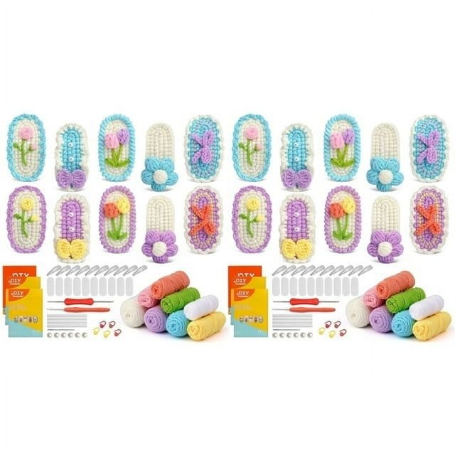 2 Sets Hairpin Crochet Kits DIY Knitting Crocheting for Beginners Kid Adults Handmade Wool Yarn Thread Sewing Tools