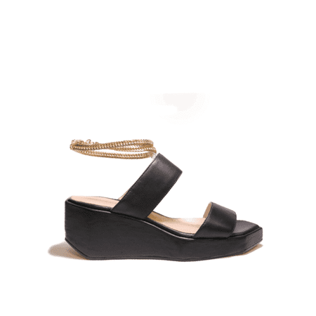 

Cecelia New York BALEVES Leather Wedge Platform Sandal BLACK (9 BLACK)