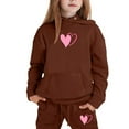 thumbnail image 3 of XEGLSBU School Outfits for Girls 14-16 Child Toddler Boys Girls Long Sleeve Solid Warm Hoodie Pullover Tops Pants Kids Outfits Sweat Suit 2-Brown Size 3-4 Years, 3 of 3