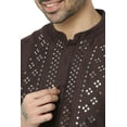 thumbnail image 5 of In-Sattva Men's Festive Rich Embellished Handcrafted Knee-Length Kurta Tunic; Forest Brown; XL, 5 of 6