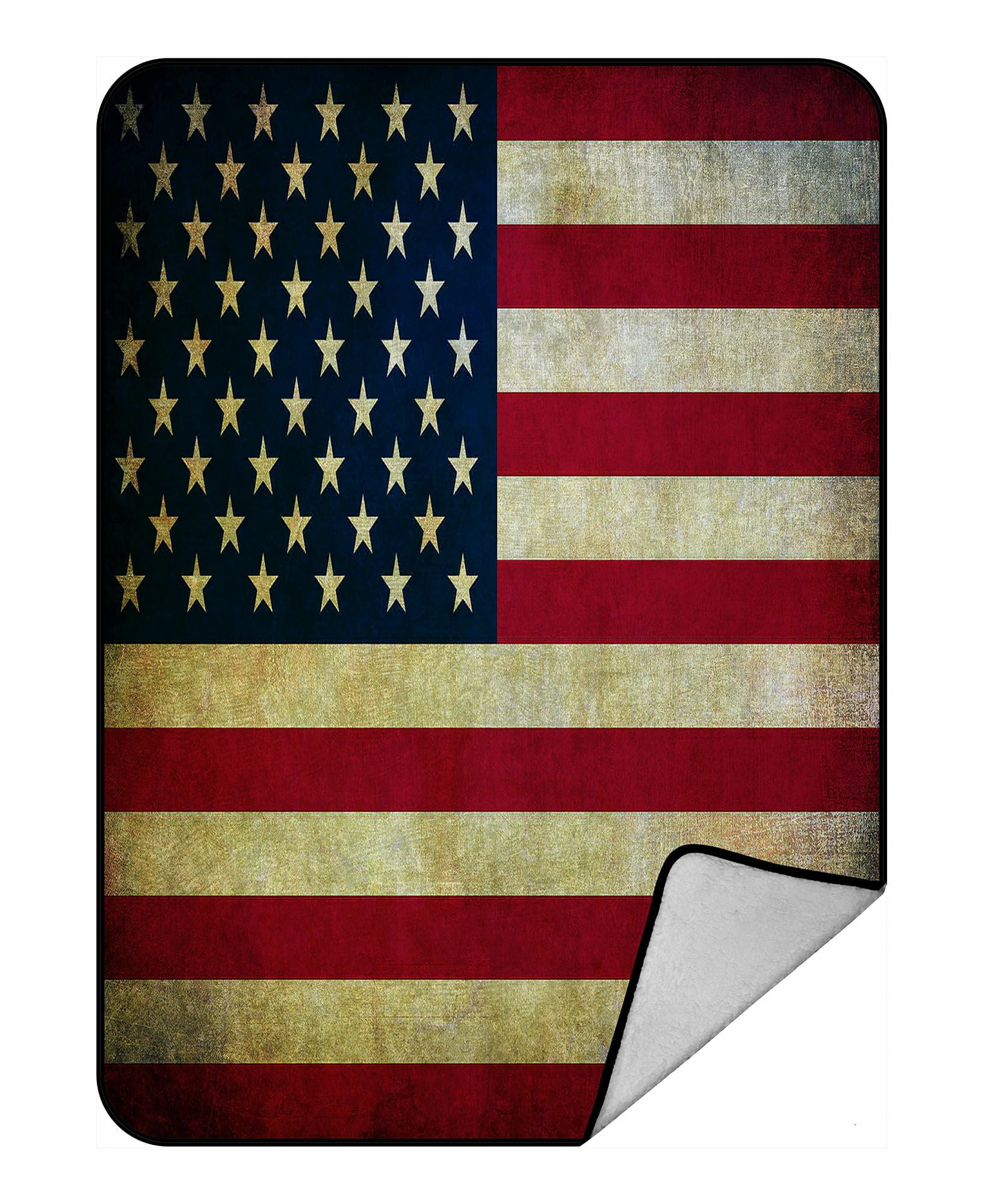 ABPHQTO American Flag Fleece Blanket Fleece Back Throw Blanket 58x80 ...