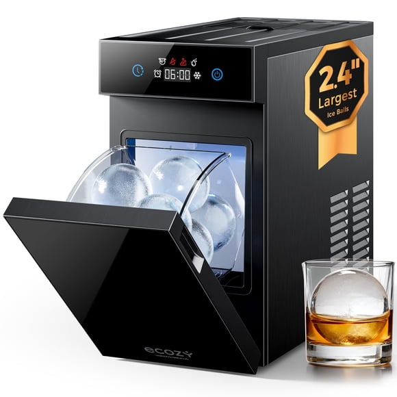 Máquina para hacer esferas de hielo ecozy 2.4" transparente con tecnología CrystalFlux, 32 piezas/dí