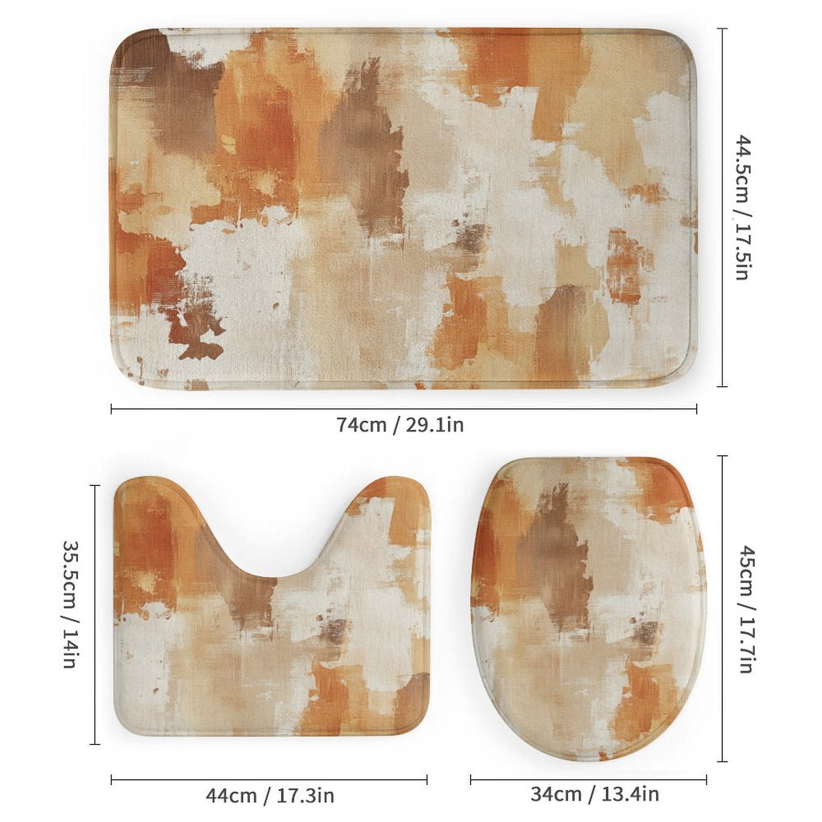 Shower Curtain Sets 4 Piece with Rugs Toilet Lid Cover and Bath Mat Orange And Grey Abstract Art Waterproof Personality Pattern Bath Curtains Burnt Orange Modern Abstract Art for Bathroom Decor Sets