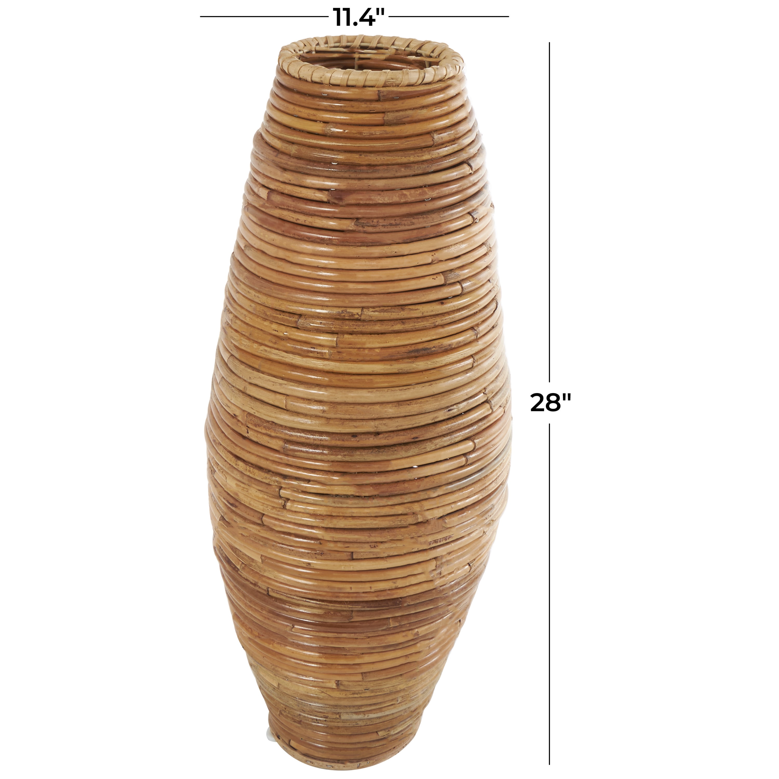 DecMode 28" Handmade Wrapped Brown Rattan Vase