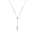 thumbnail image 4 of Brilliance Fine Jewelry Sterling Silver Crystal Rosary Rhodium Plated Necklace 26", 4 of 8