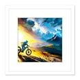 thumbnail image 1 of Sunrise Mountain Biker Landscape Freedom Sort Outdoor Painting Square Wooden Framed Wall Art Print Picture 8X8 Inch, 1 of 4