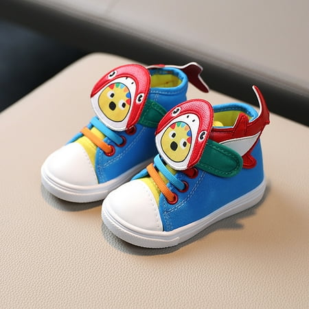 

Boys Casual Cute Cartoon Shark Sneakers Colorful Mid Top Non-slip Toddler Shoes For Walking