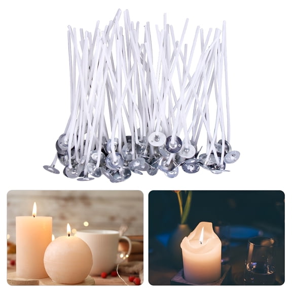 HIBIBUD 50Pcs Cotton Candle Wicks Natural Eco-friendly No Odor Low Smoke Slow Burning Candle Wicks DIY Making Kit