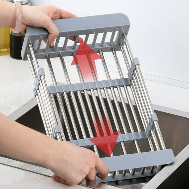 Escurridor de platos de acero inoxidable Organizador telescópico resistente a los arañazos