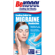 Be Koool Migraine Soft Cooling Relief Gel Sheets for Migraine 6 Count