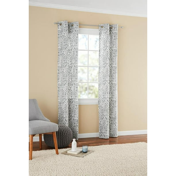 Mainstays Damask Window Curtain Panel Pair