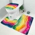 thumbnail image 2 of Colorful Tie Dye Wave Pattern Bathroom Rugs Sets 3 Piece,Toilet Cover Set,Absorbent Non Slip Bathroom Mats Sets with U-Shaped Contour Rug Toilet Rug Set, 2 of 5