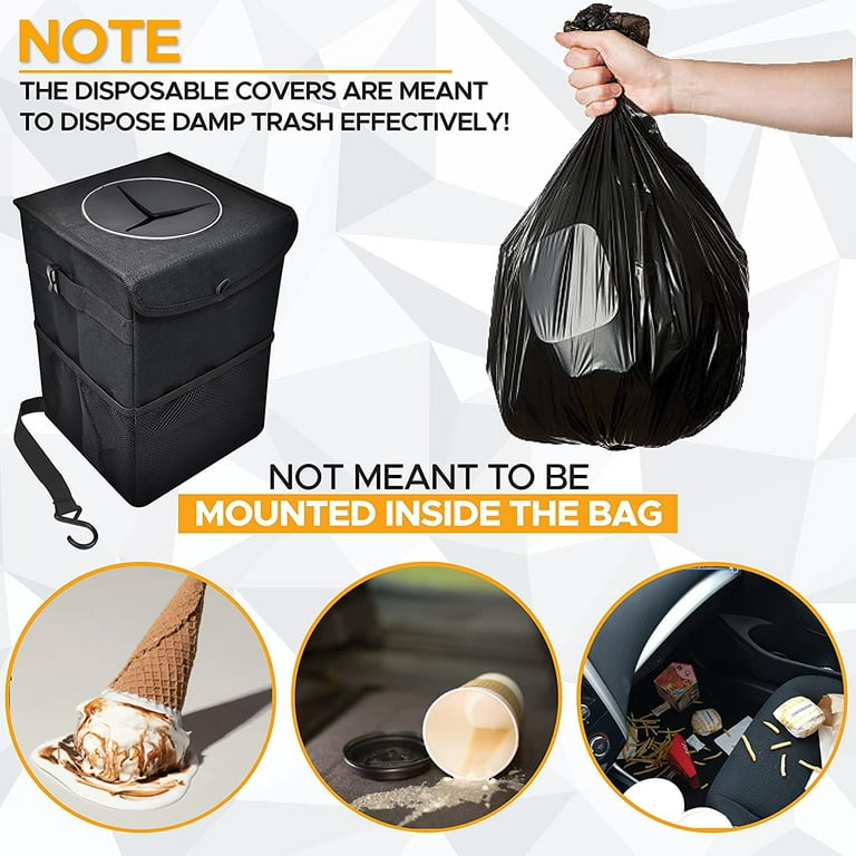 Econour Car Trash Bag | Foldable Trash Bag for Car with Storage Pockets | Waterproof Auto Litter Bag | Multifunctional and Collapsible Car Garbage Bag