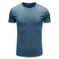thumbnail image 4 of Besolor Mens Summer Workout Tops Round Neck Short Sleeve Basic Shirts Casual Solid Color Sports Blouse Tees, 4 of 5