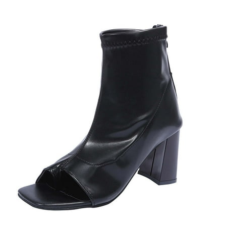 

Lilgiuy High Heel Fish Mouth Sandals Womens Square Toe Chunky Heel Back Zipper Ladies SandalsBlack9.5 Dresses for 2022