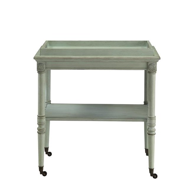 Home Roots Furniture 286342 32 x 30 x 18 in. MDF & Solid Wood Leg Tray Table - Antique Green