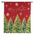 thumbnail image 2 of Red Christmas Semi Sheer Curtains Drapes for Living Room, Bedroom, French Doors Window 54 Inches Long, Xmas Tree Snowflake Winter Botanical Rod Pocket Chiffon Curtain Drapery Voile Draperies Panel, 2 of 6