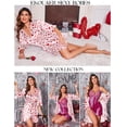thumbnail image 3 of Ekouaer Women Satin Kimono Robe Valentines Lingerie Ruffle Belted 3/4 Sleeve Bathrobe for Bridesmaids, Wedding & Special Occasions, 3 of 6