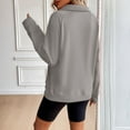 thumbnail image 4 of WTOBBY Women's Half Zip Pullover Sweatshirt Blouse, Casual Business Tunic Top with Long Sleeve Round Neck, Fashionable Fall Office Wear Comfortable Stretch Fabric,Gray L, 4 of 5
