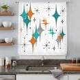thumbnail image 5 of Boho Middle Century Sheer Curtains 54 Inches Long, Retro Orange Teal Grey Star Rhombus Light Filering Curtains, Breathable Simi Curtain Privacy Drapes for Kitchen Bathroom Small Window Treatment, 5 of 9