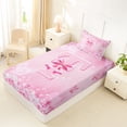 thumbnail image 4 of Erosebridal Pink Cartoon Bowknot Twin Sheet Sets For Girls,Kawaii Butterfly Letter T Initial Bedding 3-Piece, 4 of 6