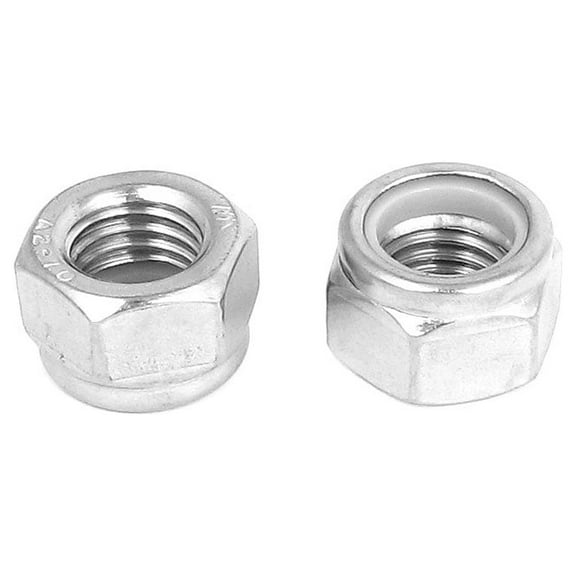 M18 x 2.5mm 304 Stainless Steel Nylock Nylon Insert Hex Lock Nuts 2pcs