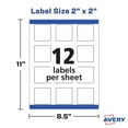 Avery Printable Blank Square Labels, 2" x 2", Matte White, 300