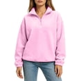thumbnail image 2 of vdgthytj Sweatshirts for Women Long Sleeve Quarter Zip Lapel Collar Fleece Loose Fitted Fall Winter Warm Casual Pullover Tops(Medium,Pink), 2 of 7