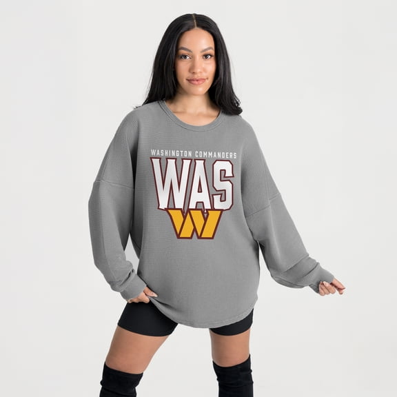 Women's Gameday Couture Gray Washington Commanders Oversized Pure Motion Corded Sweatshirt