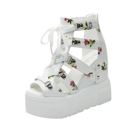 

LWVITH Clearance! Ladies Sandals Women Walking Sandals Fashion Lightweight Breathable Chunky Platform Wedge Shoes Gladiator Summer Sandals