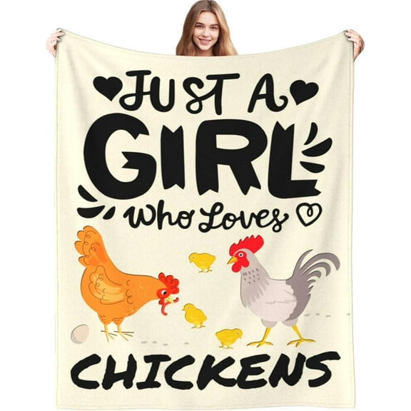 Cute Chicken Blanket Just A Girl Who Loves Chickens Blankets Super Soft Flannel Throw Blankets Bedding Decor Gifts for Kids Boys Girls Toddler Adults 50"x40"
