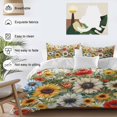 thumbnail image 3 of Spring Blossoming 4 Piece Duvet Cover Set Queen Size White Sunflower Red Poppy Garden Leaves Soft Bedding Set Comforter Cover, 1 Duvet Cover 1 Flat Sheets and 2 Pillowcases, 3 of 9