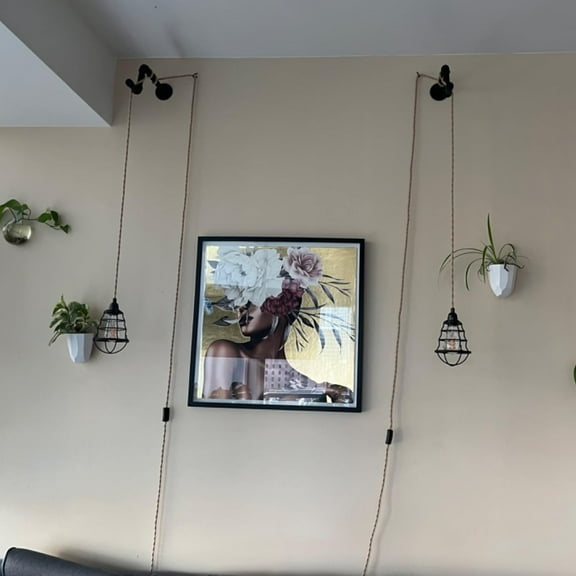 2-Pack Plug in Metal Industrial Pendant Light Hanging Light with 13FT Hemp Rope Cord Farmhouse Pendant Lighting for Bedroom Kitchen Island Dining Room