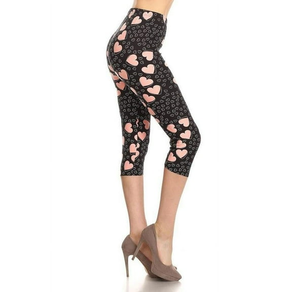Womens Plus Size Hearts Capri Leggings (One Size Plus)
