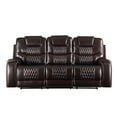 thumbnail image 2 of Bowery Hill Contemporary Sofa in Brown Faux Leather, 2 of 5