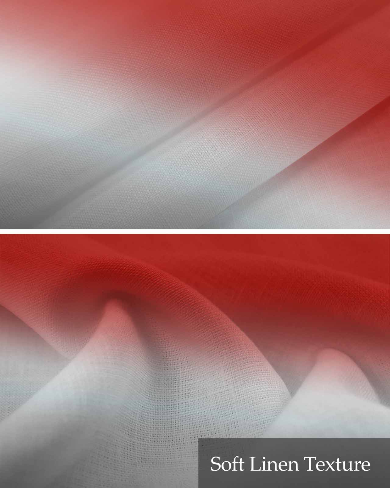 Red Grey Linen Curtain Valance for Bedroom/Bathroom/Kitchen/Office/Living/Dining Room Window,Gradient Greyish Contemporary Minimalist Art Pocket Topper Drapes Decorative Cafe Drapery Panel 42"x18"