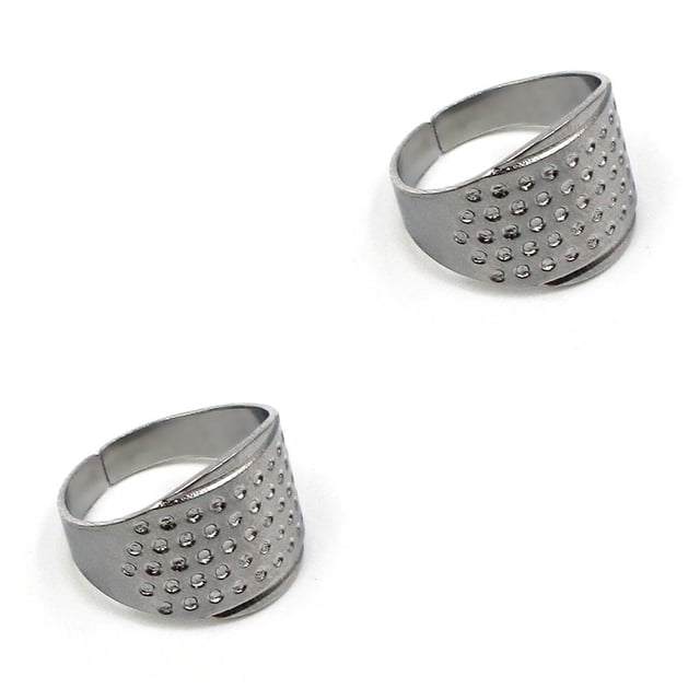 sweethay Anillos de tejer, dedal de protección para los dedos, herramientas de ganchillo de Metal portátiles especialmente diseñadas para manualidades Anillo de plata 2piezas sweethay CBP366046
