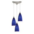 thumbnail image 1 of Vesta 3 Light Pendant In Satin Nickel And Royal Blue Glass, 1 of 2