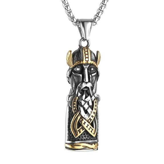 HZMAN Nordic Viking Odin Necklace for Men Retro Stainless Steel Portrait of Odin Pendant Necklace Jewelry Gift