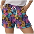 thumbnail image 4 of larppty Women's Tropical Floral Parrot Print Swim Trunks Quick Dry Beach Board Shorts with Pockets and Drawstring（Purple， XL）, 4 of 5
