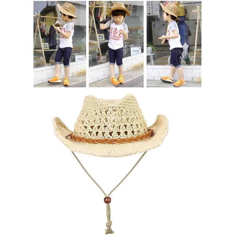2488 Straw Cowboy Hat Wide Brim Sun Hat Cowgirl Summer Panama Hat With Chin il_fullxfull.7770072860_tqej.jpg main image 4